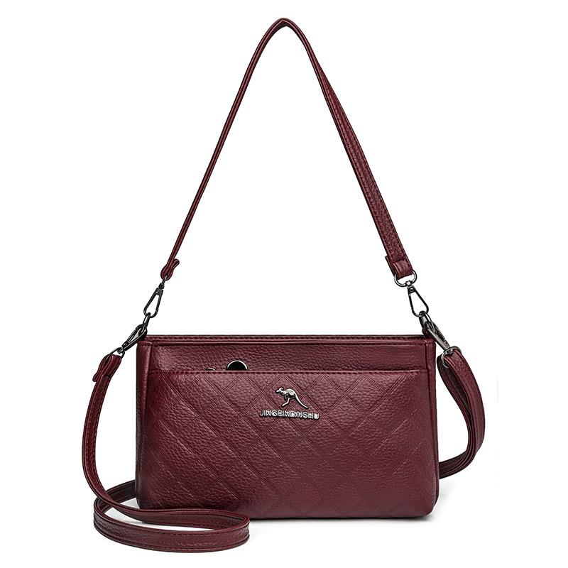 Umhängetasche Mittleren Alters Mutter Tasche Damen Weiches Leder Große Kapazität Mehrschichtige Umhängetasche Handytasche