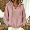 Damen Freizeit V-Ausschnitt Kapuzen Strickpullover Langarm Pullover Top