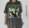 Male K-Pop Group Collage Shirt, Vintage Washed Tee, Dark Grey, Green Lightning, Retro Fan Gift for Him