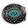 Retro Hand-Painted Oval Leather Waist Belt with Zinc Alloy Buckle