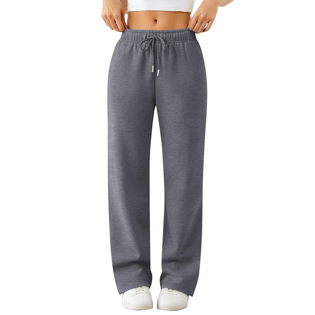 Women's Wide Leg Track Pants Fleece Lined Loose Straight Casual Pants  Sports Jogger Pants With Pockets