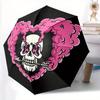 1pc Heart Skull Automatic Folding Umbrella Portable Collapsible Design, 8-Rib Iron Frame, Durable Fabric, All-Season Casual Outdoor 171