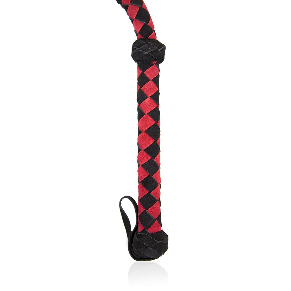 VaHppy Genuine Leather Adult SM Toys Snake Whip 108cm 250g Black/Red Fringed Ponytail Braided Conditioning Spanking