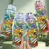 1PC Colorful Globe Doodle Art 750ml Color Plastic Sports Water Bottle Leakproof Flip Straw Lid Suitable for Sports Office Home Use