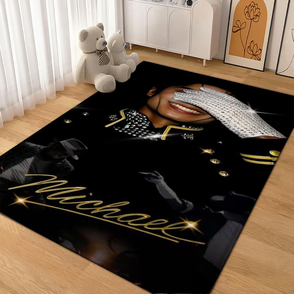 Michael Jackson Portrait Signature Printed Rug Absorbent Nonslip Carpet For Hallway Balcony Study Home Party Decor Halloween Gift