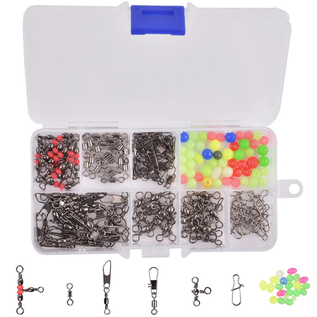 Swivel Snap Fishing Tackle Fishing Accessories Set for Light Game Fishing Fishing Connector Set Including Various Fishing with Case Set, Tackle, Set,