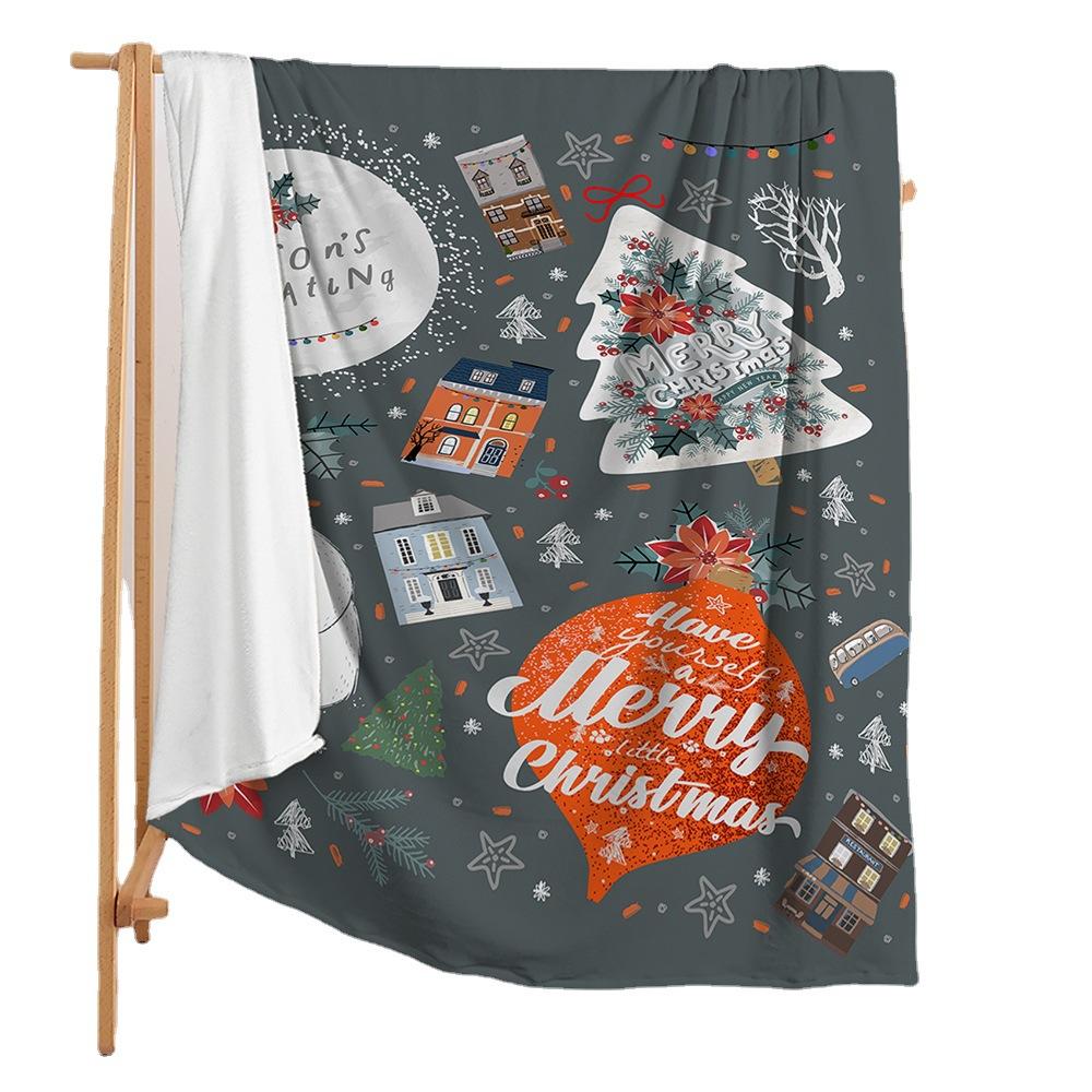Blanket Flannel Blanket Christmas Illustration 2D Digital Printing Blanket Blanket Living Room