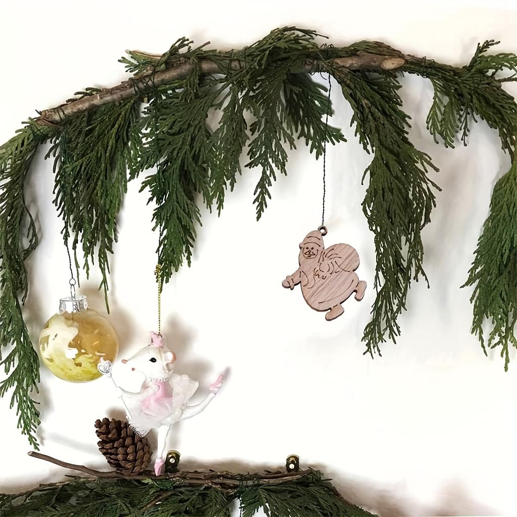 100PCS Christmas Mini Wooden Decorations, Wooden Christmas Paper Cutouts Wooden Pieces, Christmas Wooden Pieces Hanging Decorations