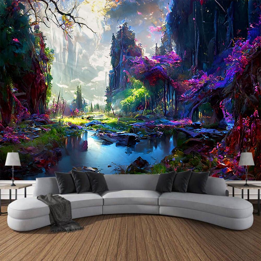 Tapestry Fairy Tale Forest Wall Hanging Fantasy Landscape Home Wall Decoration Blanket Kawaii Room Art Background Fabric