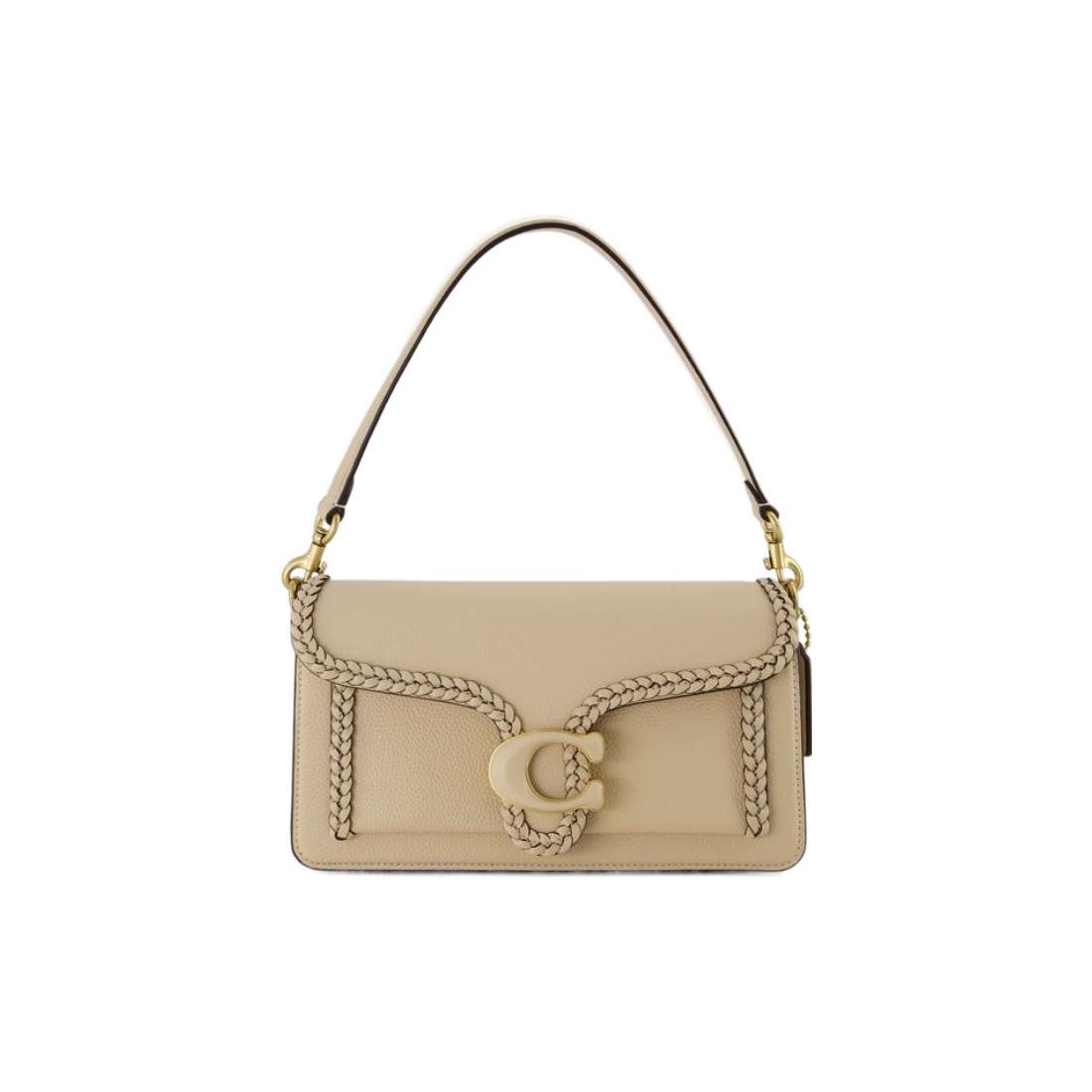 

Coach Tabby 26 Solid Color Woven Detail Flap Closure Smooth Calfskin Handbag Shoulder Bag Women handbags Beige CJ838-B4IY Basic Set (Bag+Dust Bag)