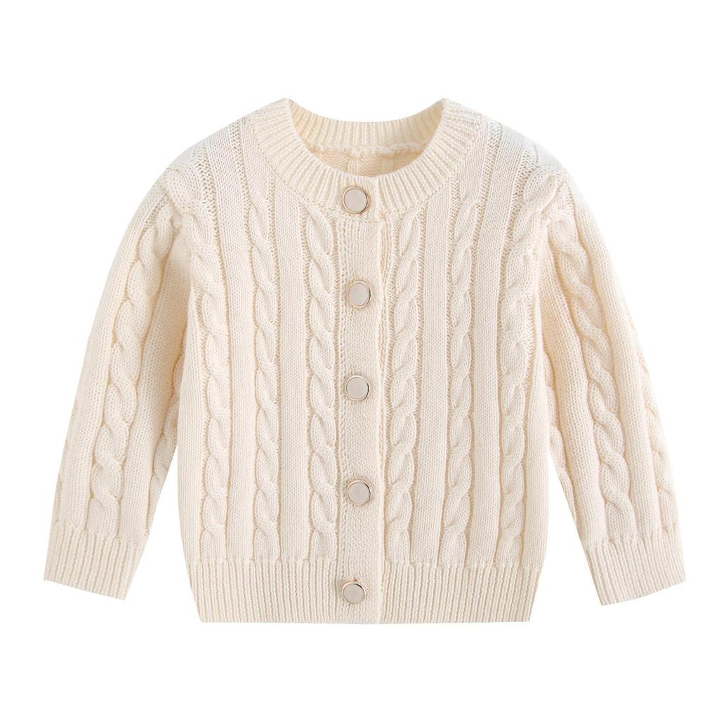 Unisex Baby Cotton Cable Knit Cardigan - Spring/Autumn Style