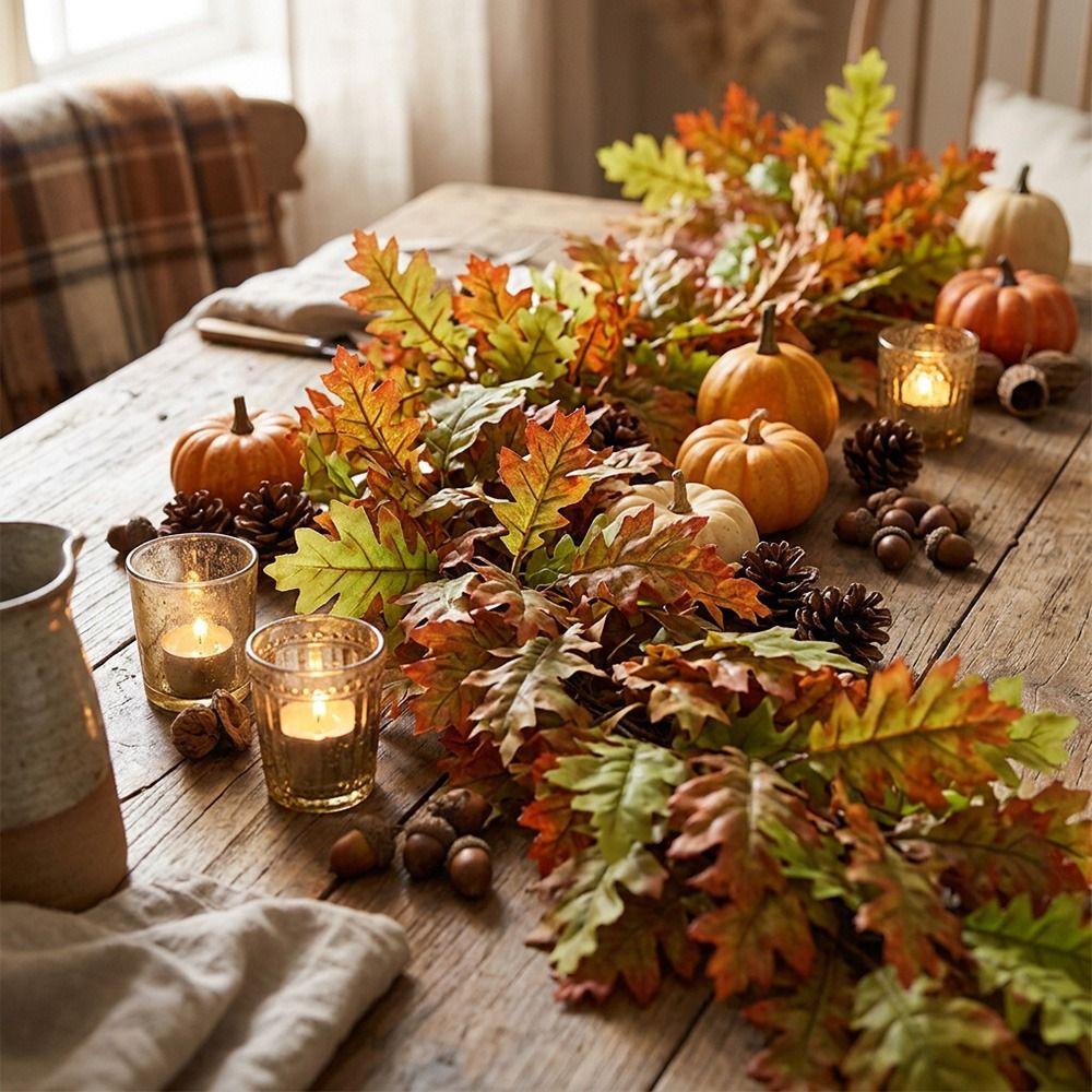 Multicolor Ficus Elastica Artificial Leaves Garland 3D Leaf Table Running Simulation Leaf Vine 170cm Leangth DIY Accessories