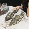 Summer Women Slipper Weave Pointed Toe Slip On Ladies Mules Shoes Flat Heel Sandal Shoes Dress Slides Mujer
