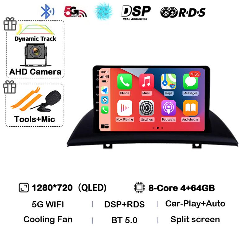 Android 14 Carplay Auto Car Radio For BMW X3 E83 2004 2005-2007-2009 2010 2011 2012 Multimedia Stereo Video Player GPS 4G WIFI