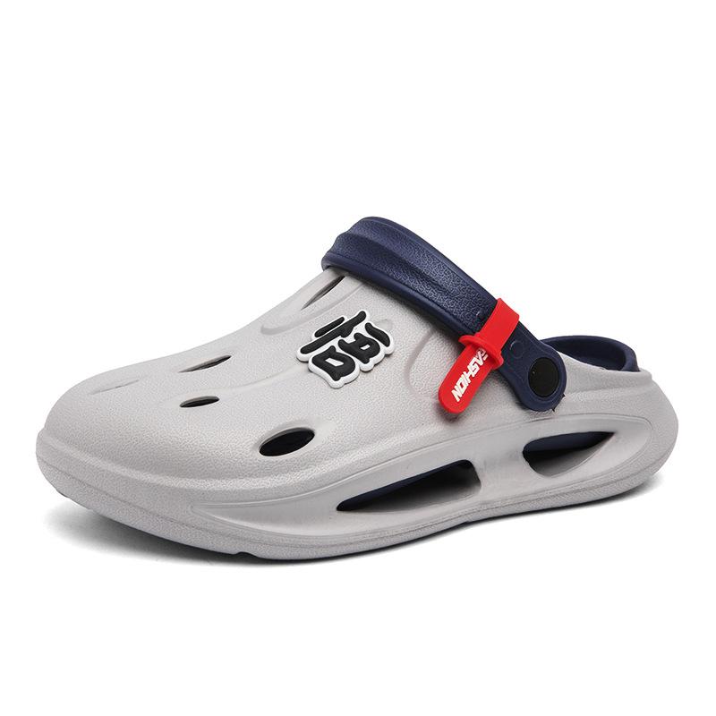 Pantofi cu găuri pentru bărbați, antiderapanți, cu talpă groasă, papuci bicolor cu vârf închis, de exterior, de plajă, rezistenți la uzură