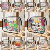 Portable Transparent Toiletry Handbag Waterproof Single-Sided Print Cosmetic Pouch PVC Zipper USB Storage Bag Travel Use