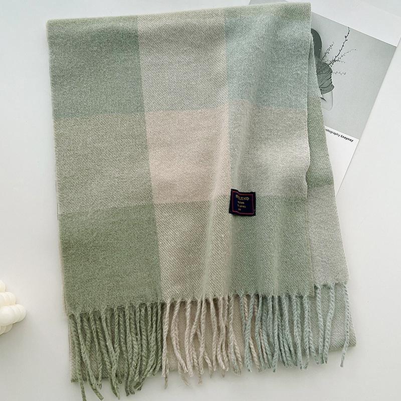 2024 Red Classic Plaid Women Scarf Imitation Cashmere Shawl Winter Thick Warm Neckerchief Foulard Echarpe Wrap Designer Lady