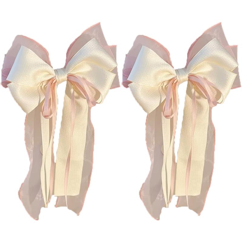 Streamer Bow Hair Clip Women Sweet Half-tie Hair Spring Clip Versatile Fashion Hair Accessories