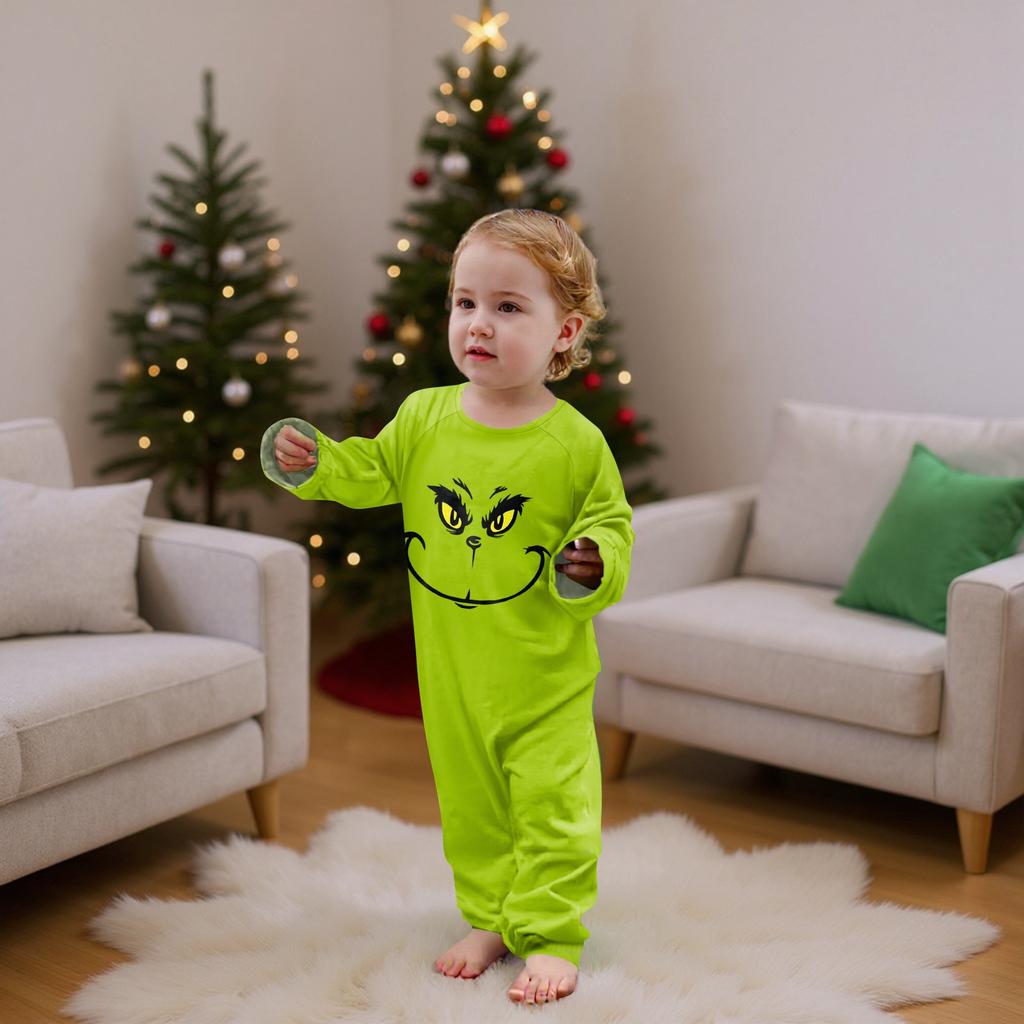 Christmas Prints Family Matching Long Sleeve Tops+Pants Set Family Matching Sets