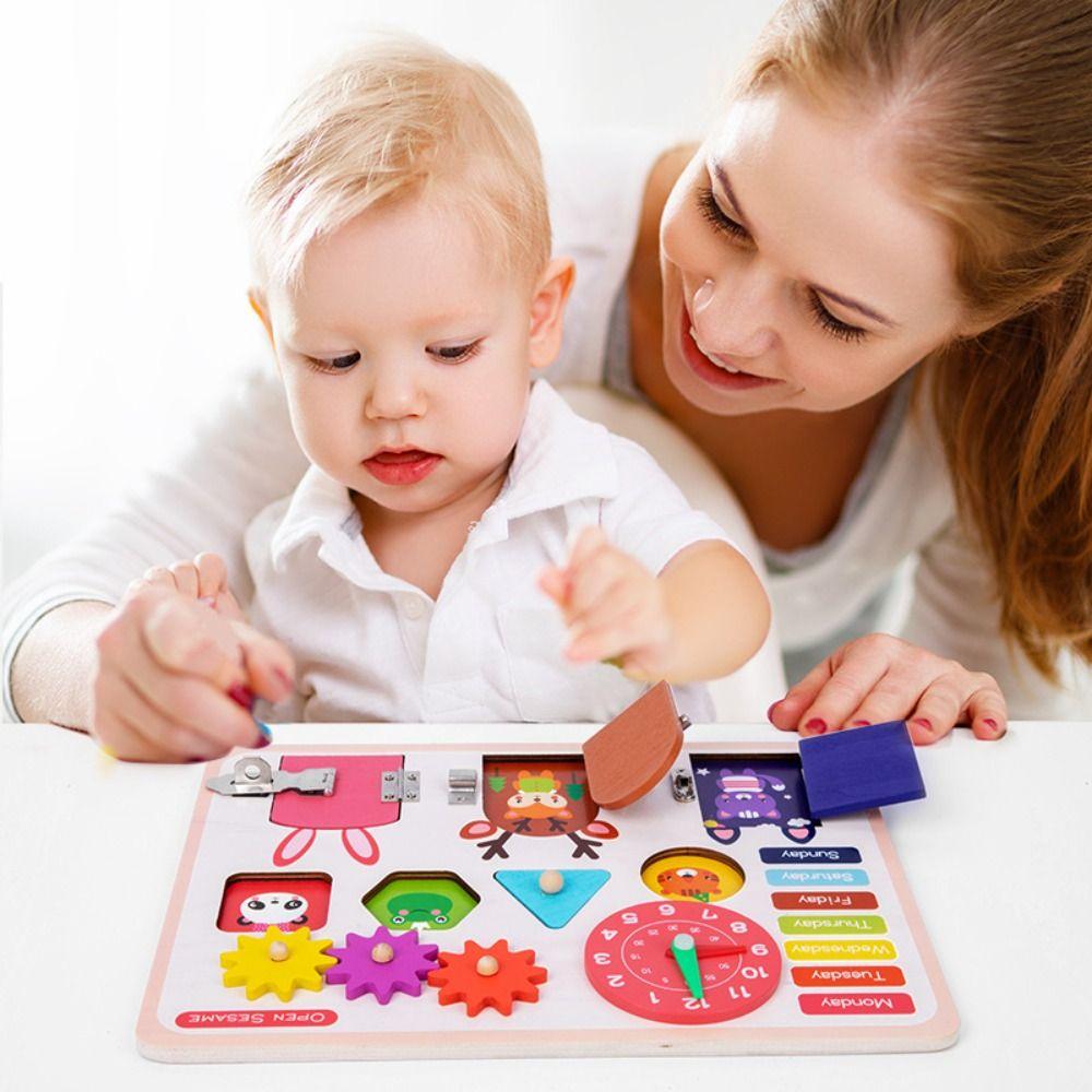 Early Education Unlock Busy Board Toys Wooden Montessori Unlock Game  Fine Motor Training