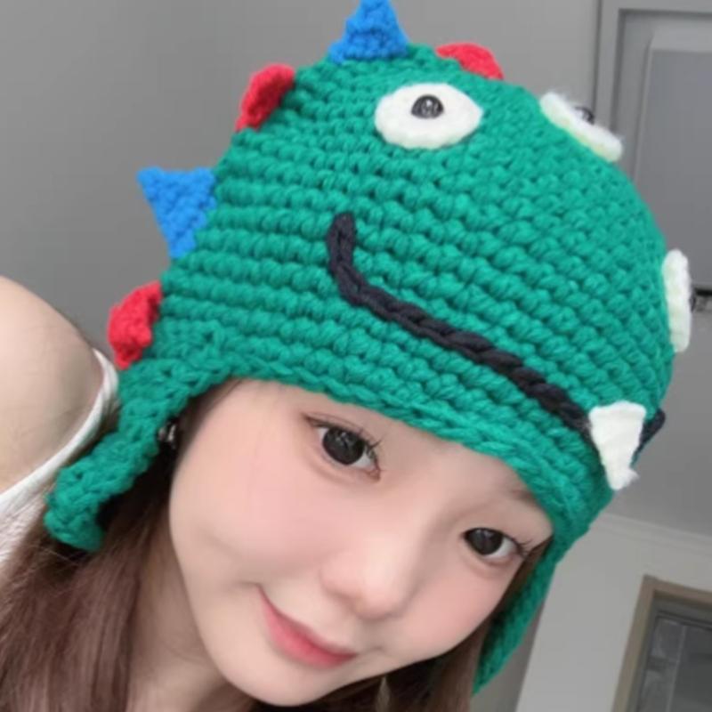 Dinosaurier Muster Hut Warmer Winterhut Unisex Häkelhut Outdoor Strickmütze für den täglichen Gebrauch und besondere Anlässe