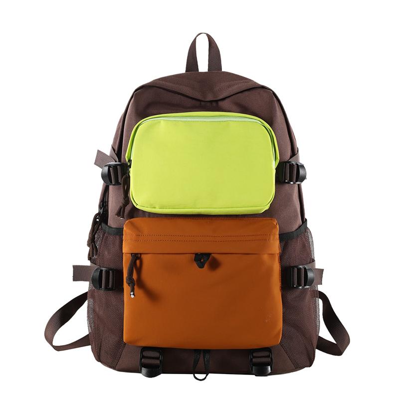 Contrast Nylon Backpack Student Schoolbag Large Capacity Computer Backpack