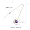 Natural Stone Crystal Amethyst Powder Crystal Moon Love Pendant Necklace Hollow Pendant Couple Necklace N164