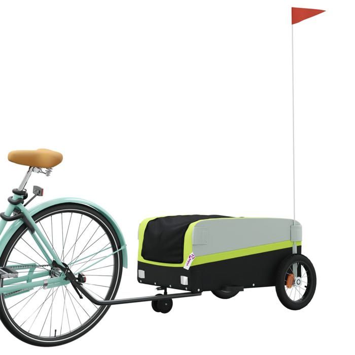 VidaXL Bicycle Trailer Black and Green 30 Kg Iron 94060