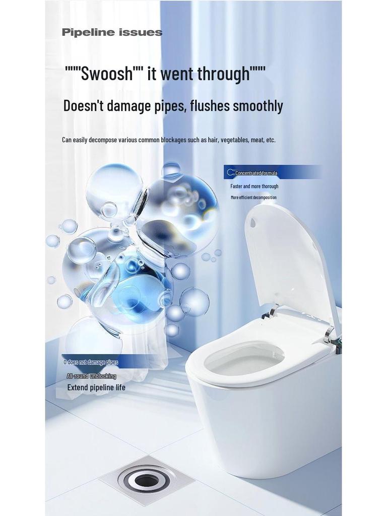 Powerful Quick-Acting Pipe Dredging Gel for Kitchen & Toilet Clogs with Grease Dissolving & Deodorizing Action
