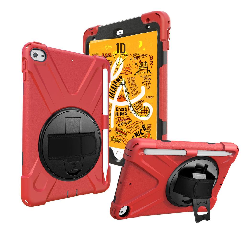 Mini4/mini5 Tablet Protective Cover with Hand Strap, Rotating Bracket, Shoulder Strap; 3-Layer Anti-Fall Shell