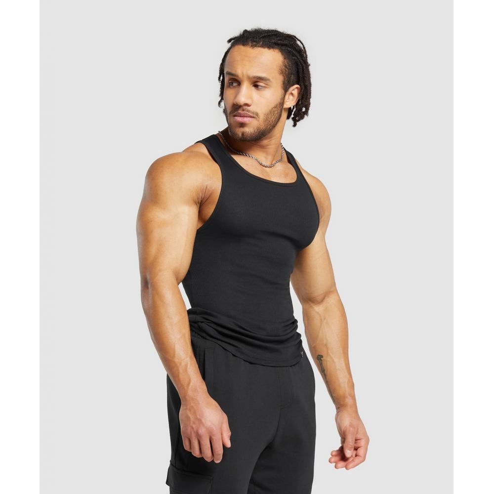 Gymshark Pack de 3 camisetas sin mangas acanaladas negras A5a2e Bccn.