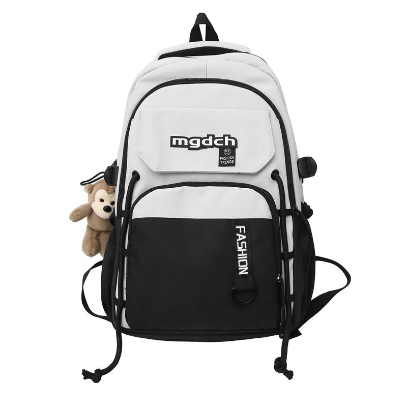 Neuer Schüler Schulranzen Herren Koreanische Version Kontrastfarbe Rucksack Damenmode Ins Trendiger Rucksack mit großer Kapazität für College-Studenten