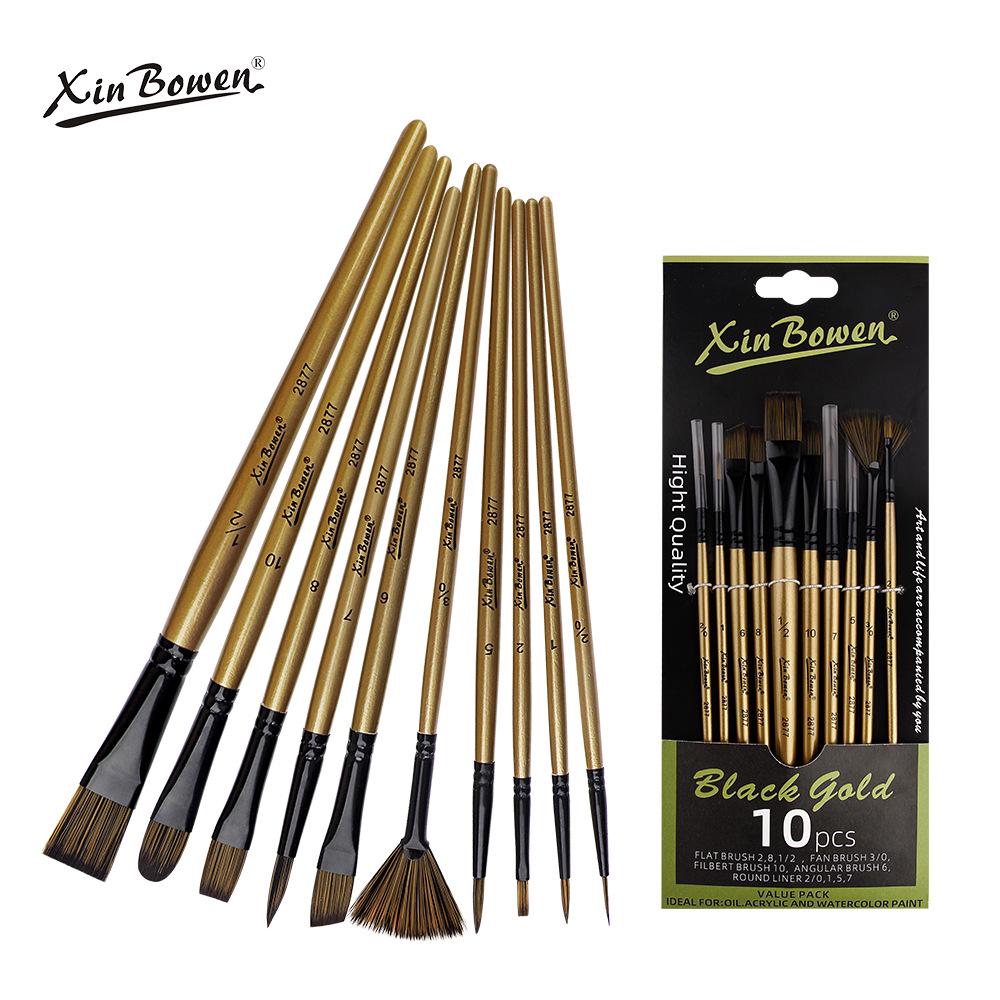 10-Piece Nylon Oil & Acrylic Paint Brush Set for Students