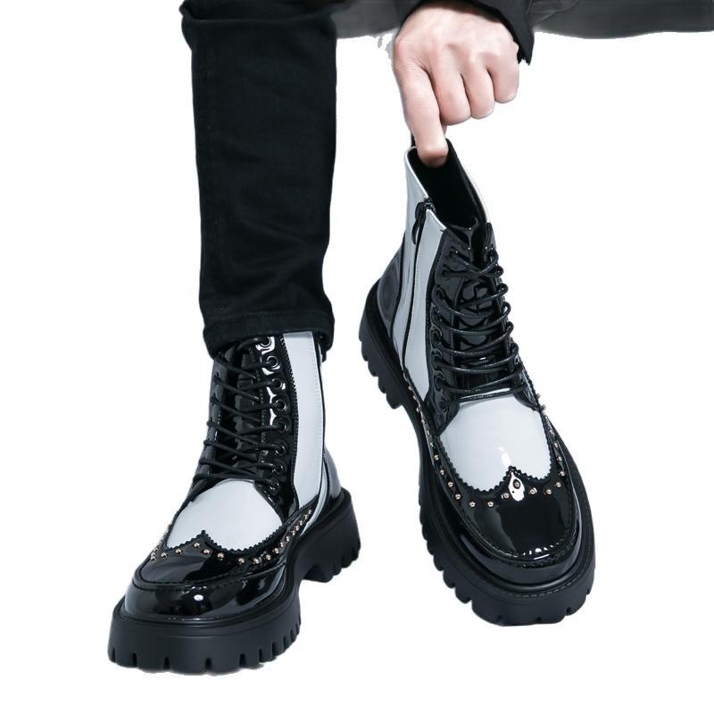 Men's 2025 High-Top Leather Martin Boots - British Retro Formal & Casual Ankle Shoes, Plus Size Available