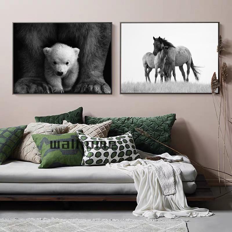 Monstera Leaf Green Plant Poster Animal Lion Leopard Horse Photos Nordic Decorative Paintings Canvas Wall Art Picture Home Decor