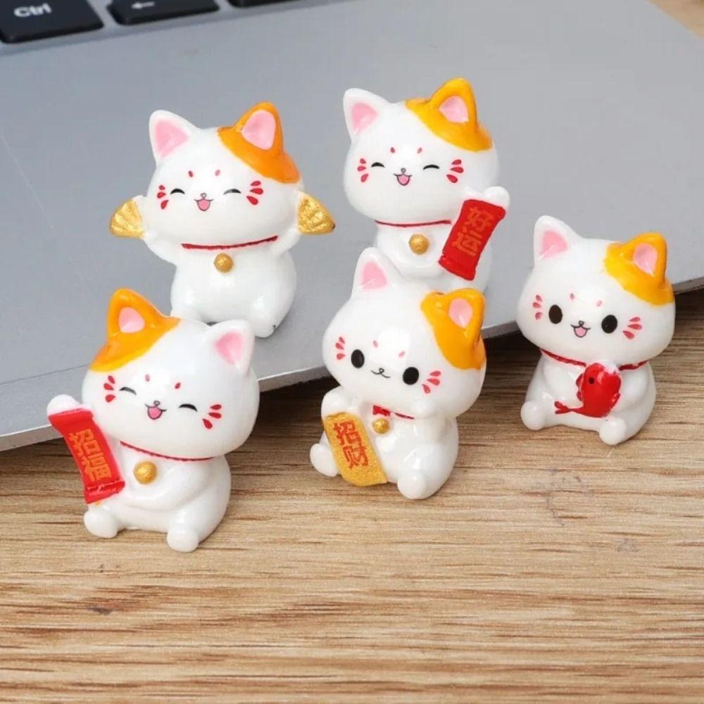 Cute Lucky Cat Car Ornaments Realistic Cat Micro Landscape Ornament  Garden Landscape