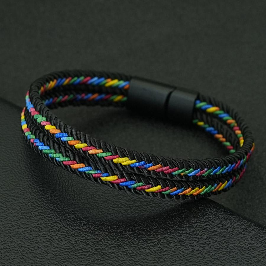 Noter Grade A Ethnic Fabric String Bracelet For Men Double Layer 6 Colors Available Sports Sweat Absorbent Braslet Bangle Hombre