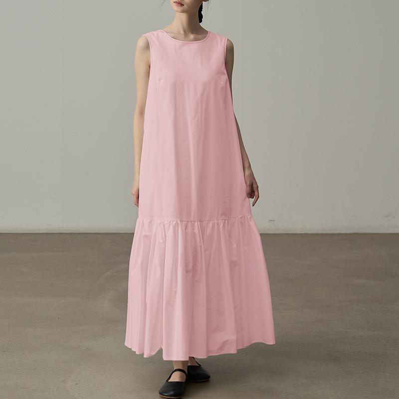 

ZANZEA Women Daily Casual Round Neck Summer Sleeveless Long Dress 5XL рожевий