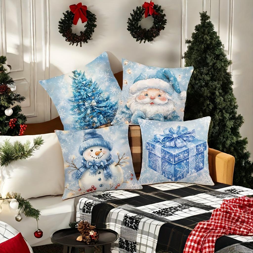 Christmas Decoration Pillowcase Cute Santa Claus Snowman Pillow Cover Suitable for Home Room Sofa Cushion Cover Friend Gift