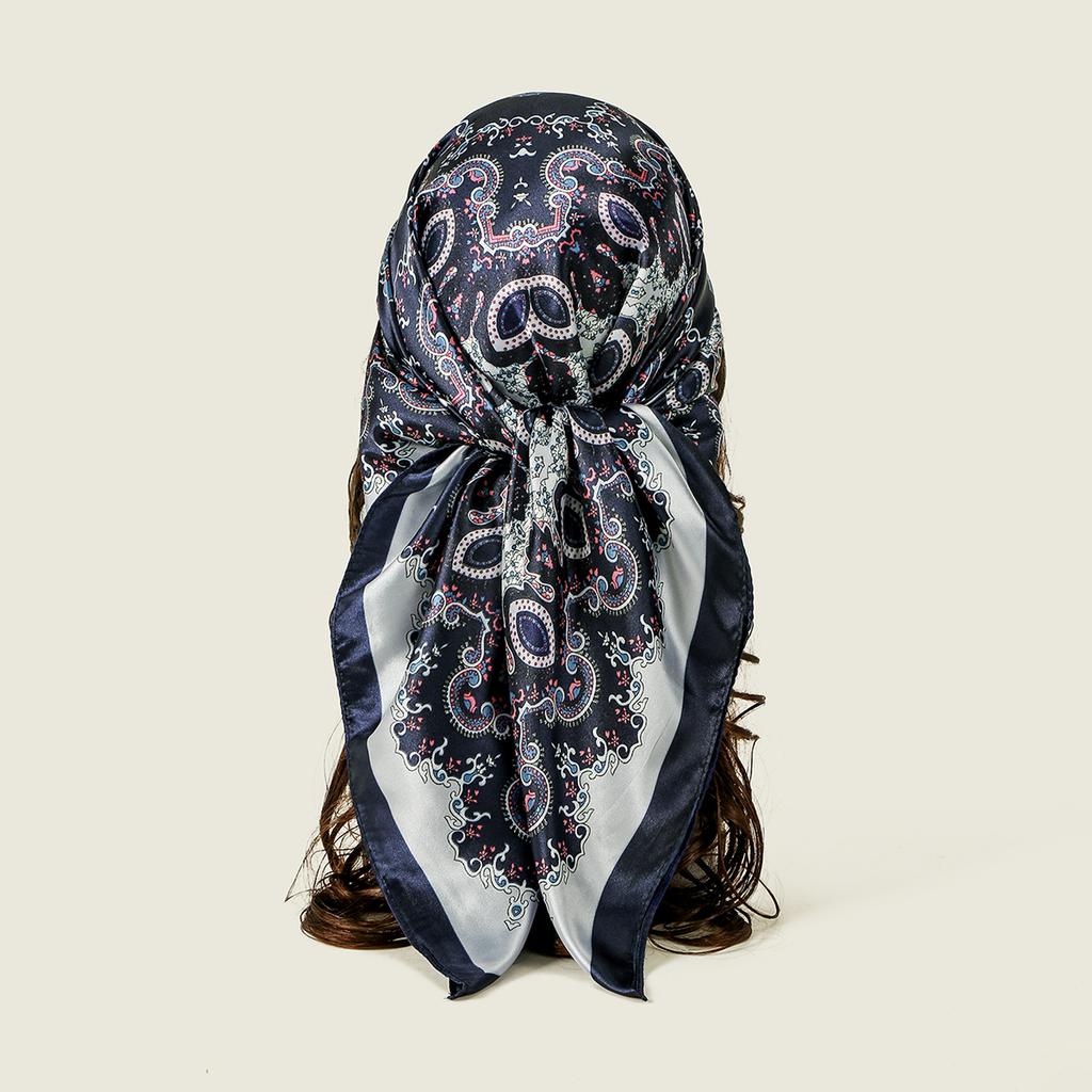 90*90cm Printed Square Scarf For Women Muslim Hijab Jacquard Scarf For Summer Lightweight Headsacarf Handkerchief Beach Shawls