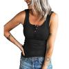 Women's Summer Ribbed Tank Tops Sleeveless Button T-Shirt Casual Vest Shirts