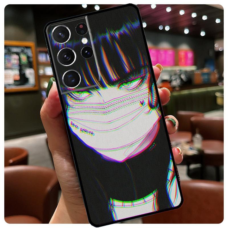 Anime Girl Mask Phone Case For Samsung Galaxy S25 Ultra S20 S21 S22 S23 S24 Ultra S9 S10 Plus S25 FE Cover