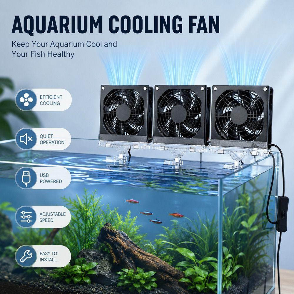 1Pcs Adjustable Angle Aquarium Chiller Fan Fish Tank Fan for Fish Tank Fishbowl Aquatic Pet Cooling