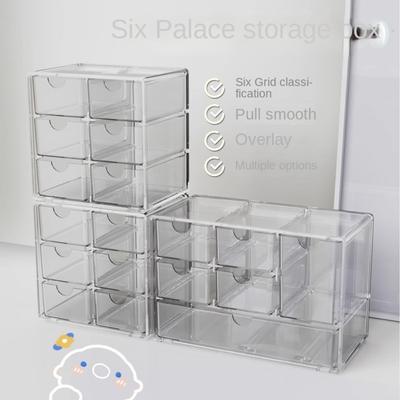 Multifunktionale Transparente Acryl-Aufbewahrungsbox Große Kapazität 6 Fächer Schreibtisch-Organizer Einfaches Kreatives Lagerregal Schüler