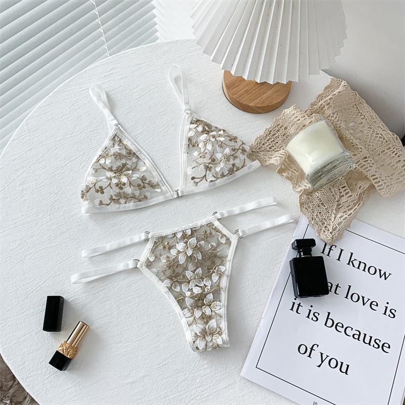 Weiblicher sexy Spitzen-BH, nahtlose Unterwäsche, Bralette, Dessous, ultradünner BH und Slip-Sets