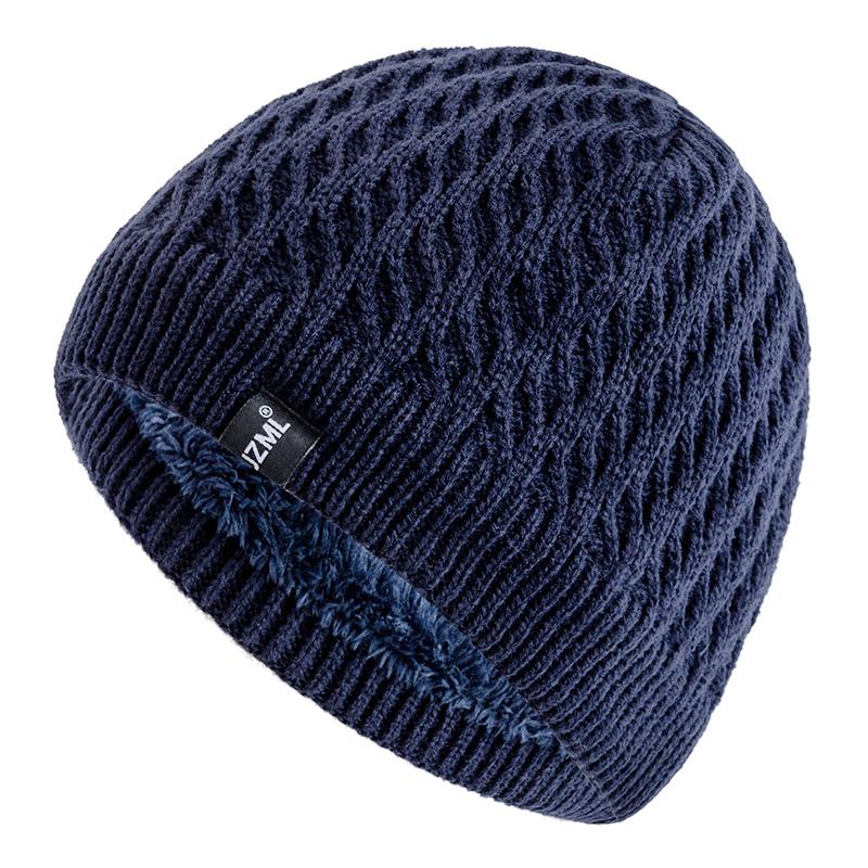 New Style Unisex Winter Hats Plush Fur Lined Men Women Warm Beanie Cap Casual JZML Label Decor Outdoor Winter SKI Knitted Hats