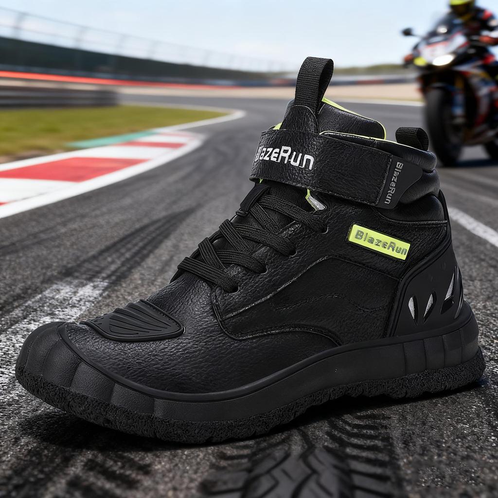 Men's Leather Ankle Motorcycle Riding Boots - Protective Adventure Footwear