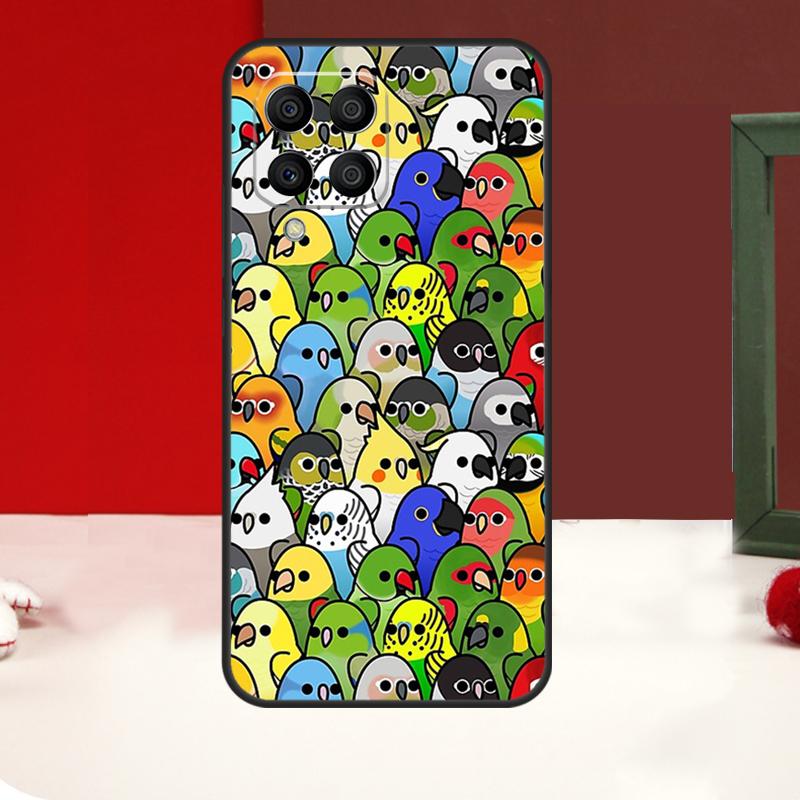 Cartoon Cockatiel Collage Case For Samsung Galaxy M53 M33 M13 M12 M32 M52 M06 M16 M36 M56 M15 M55 M31 M14 M35 M34 M54