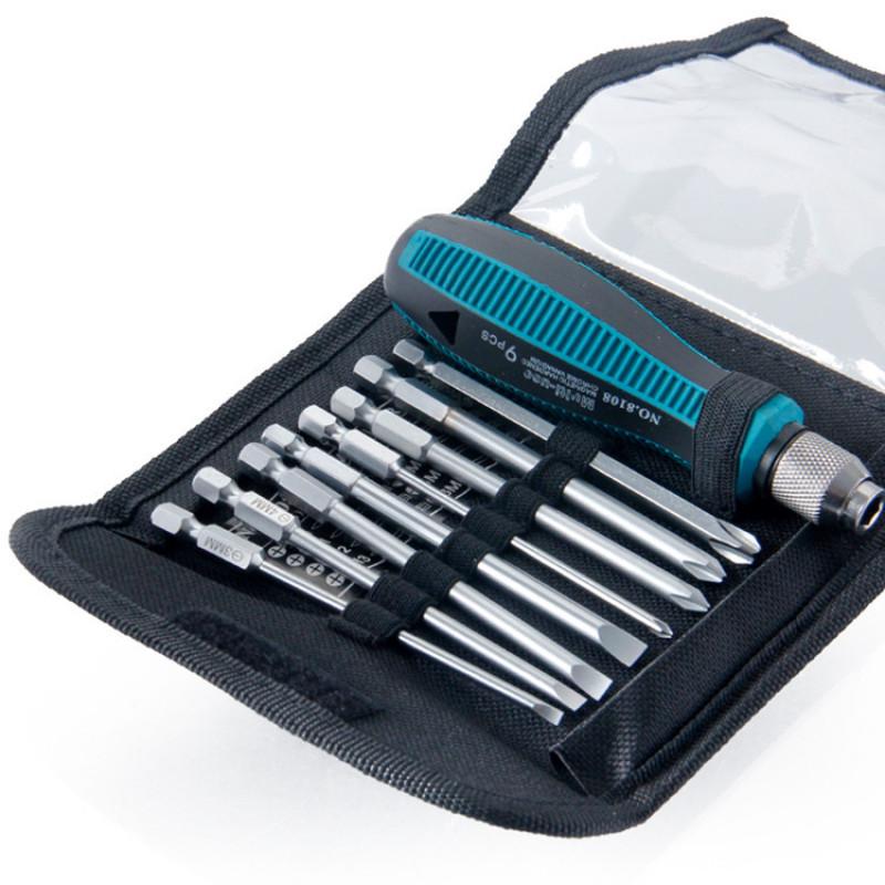 Hot! 9Pcs/Set Precision Screwdriver Set for 1/4in/6.35mm Phillips/Slotted Bits with Weak Magnetic