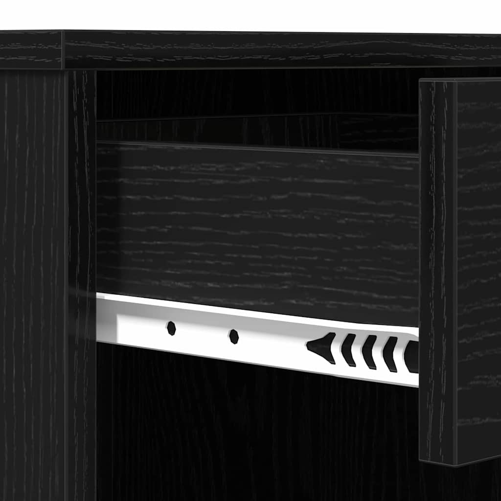 LED Vanity Table Set Black Oak Effect 140 x 40 x 140 cm
